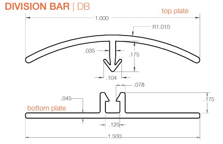 Crane GLASBOND 8' White 2-pc Division Bar Set